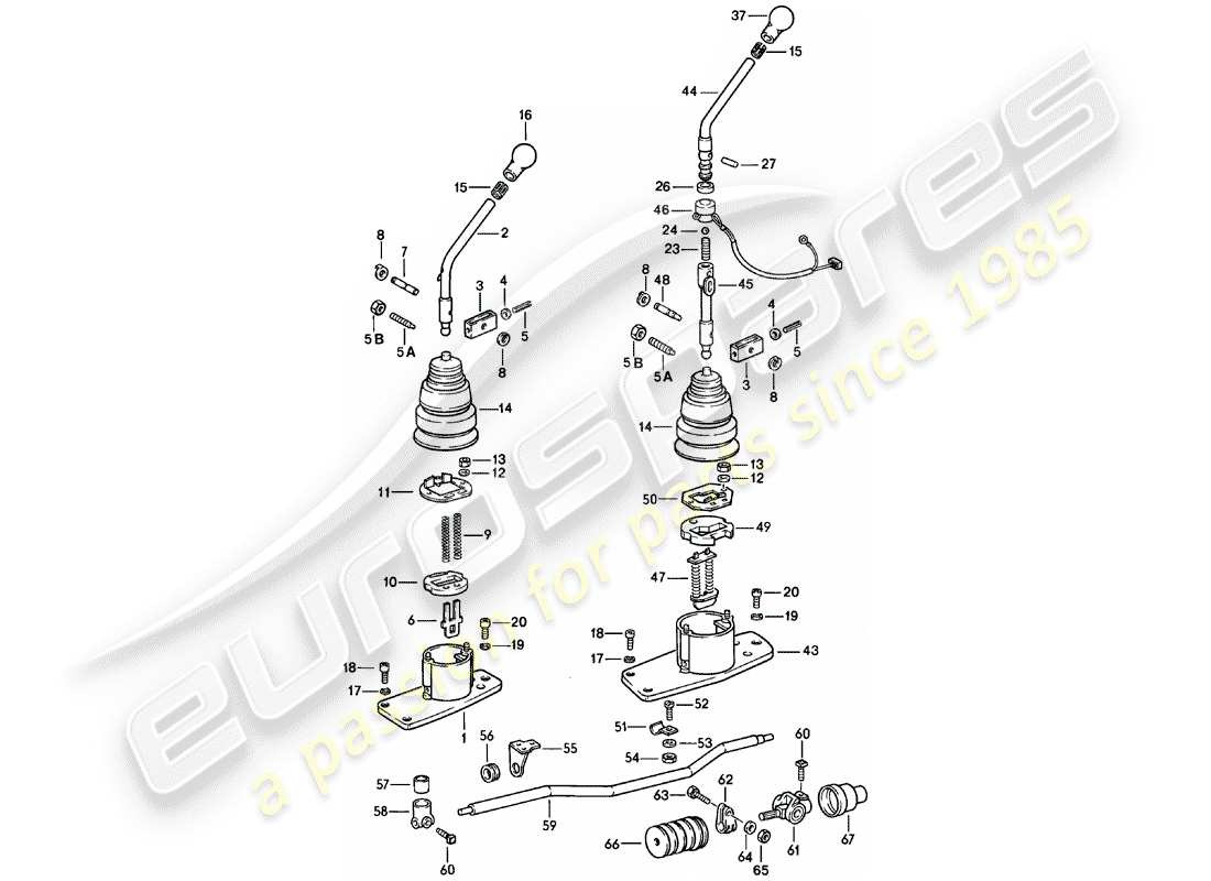 porsche 1983 (911) control de transmisión diagrama de piezas