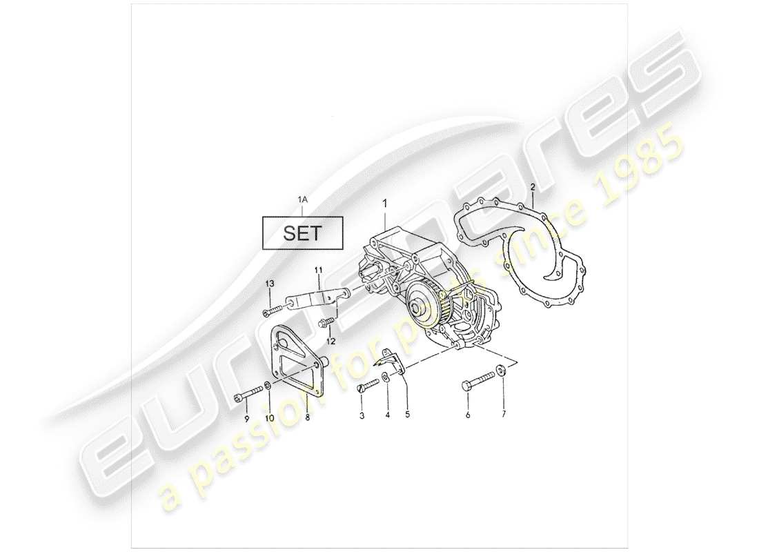 porsche 1993 (928) diagrama de piezas de la bomba de agua