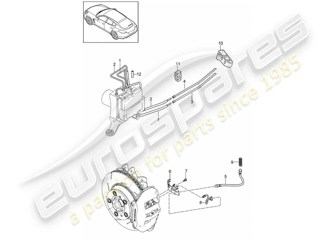 porsche 2016 (panamera 970) línea de freno diagrama de piezas