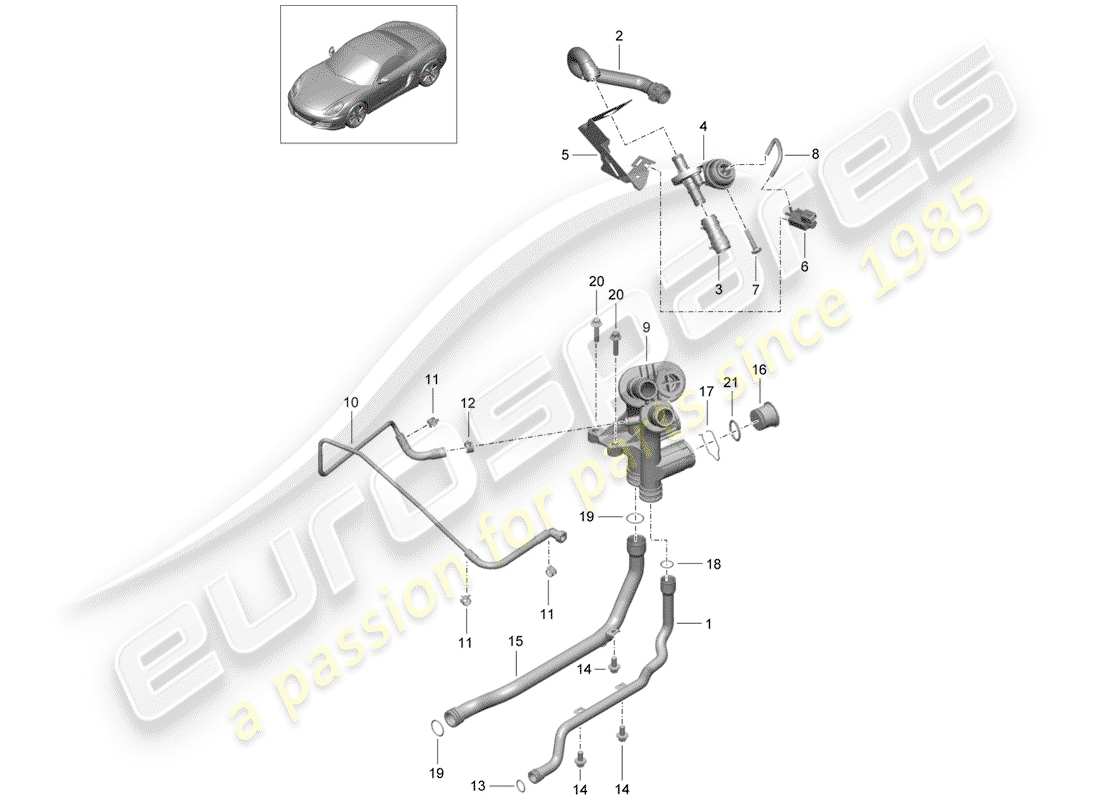 porsche 2013 (981 boxster) conexión diagrama de piezas