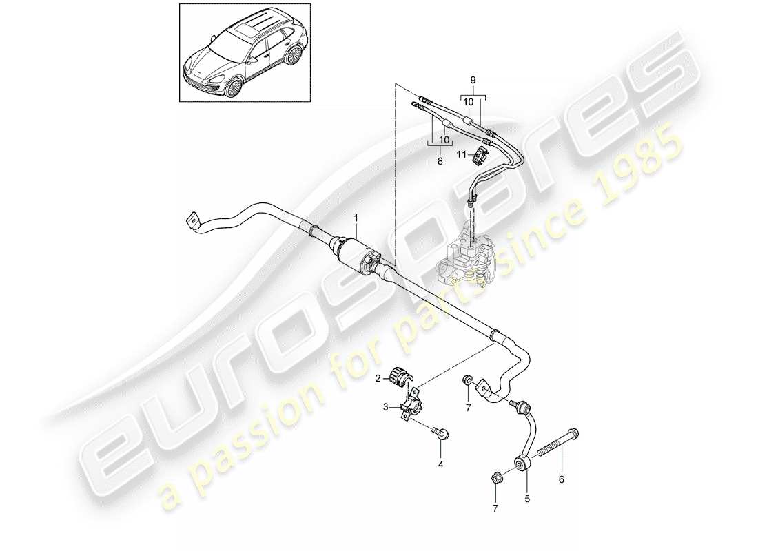 porsche 2016 (cayenne e2 92a) diagrama de piezas del estabilizador