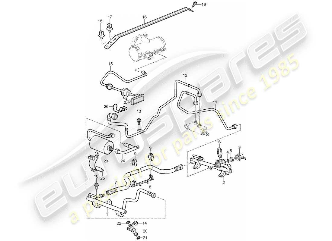 porsche 2009 997-2 turbo / gt2 diagrama de piezas del tubo de recogida de combustible