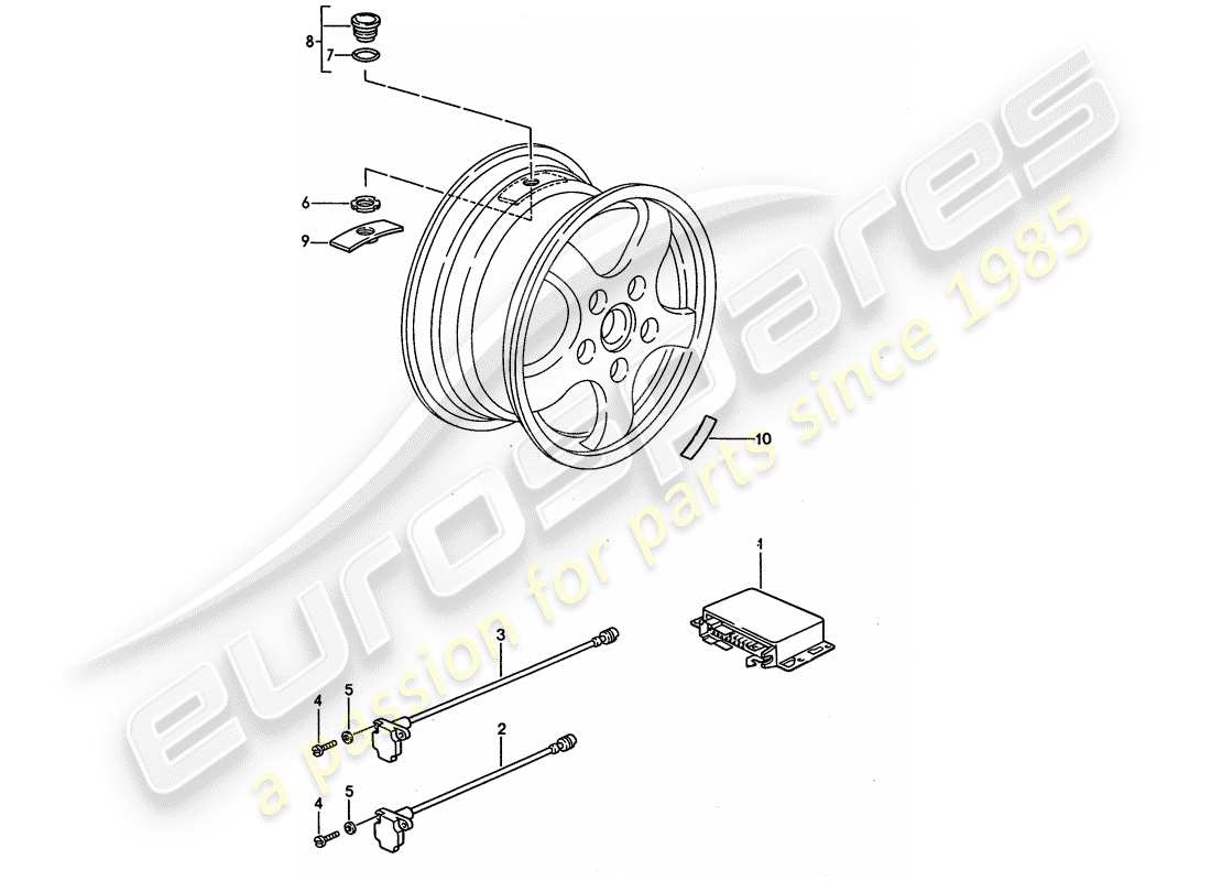 porsche 928 (1995) sistema de control de presión de neumáticos - d >> - mj 1993 diagrama de piezas