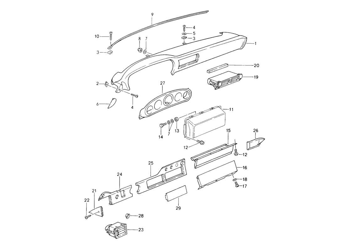 porsche 1994 (964) embellecedor del panel de tablero - madera de raiz - airbag - d - mj 1990>> diagrama de piezas