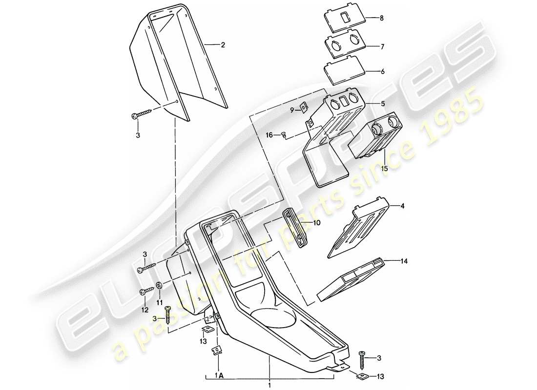 porsche 1985 (911) center console diagrama de piezas