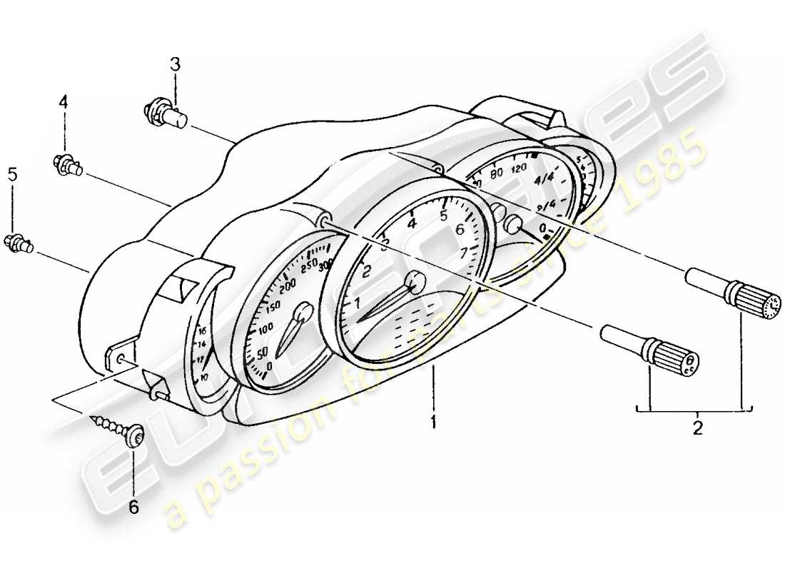 porsche 1998 (996) cuadro de instrumentos - completo diagrama de piezas