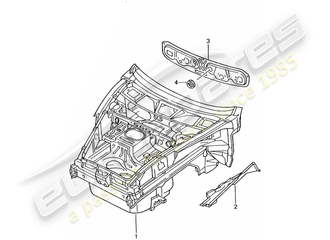 porsche 2002 (996 gt3) diagrama de piezas del extremo delantero