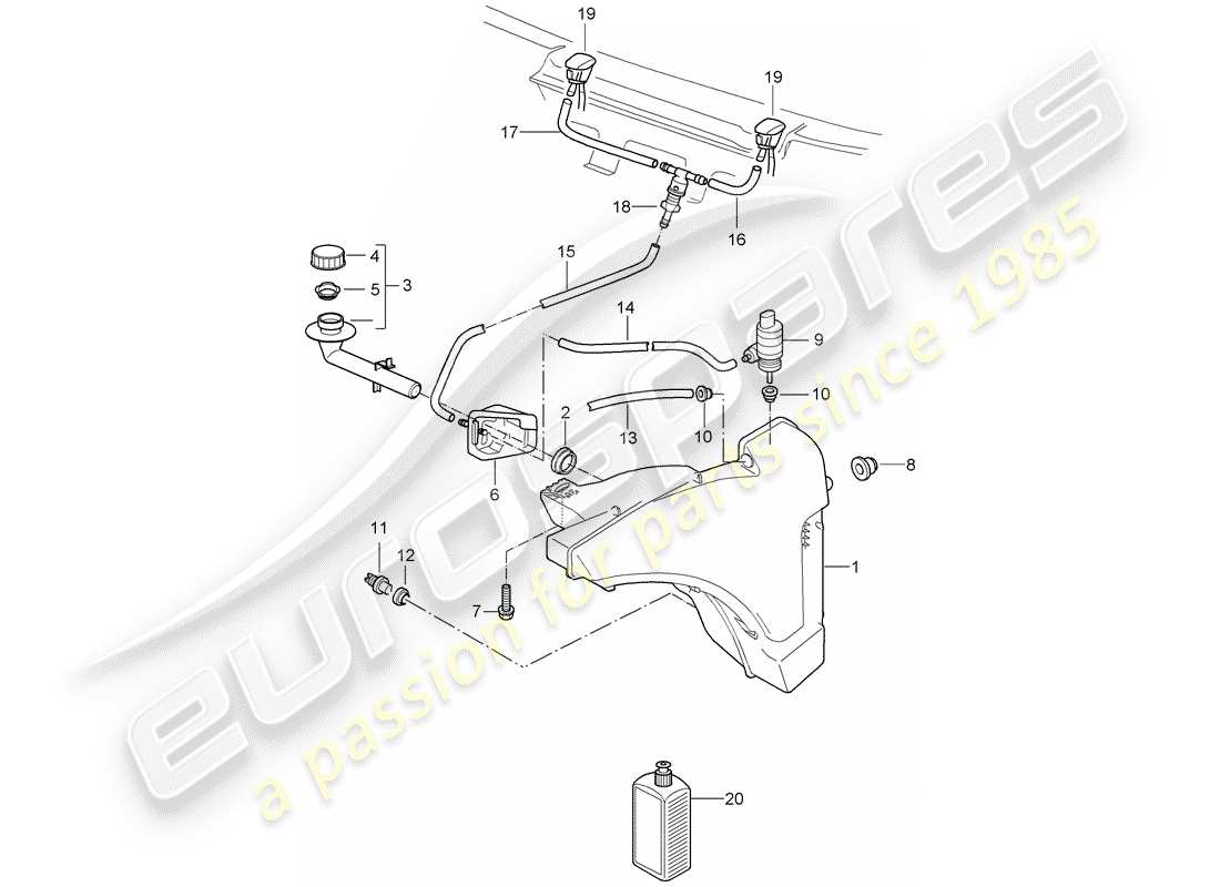 porsche 2007 (987 cayman) windshield washer unit diagrama de piezas