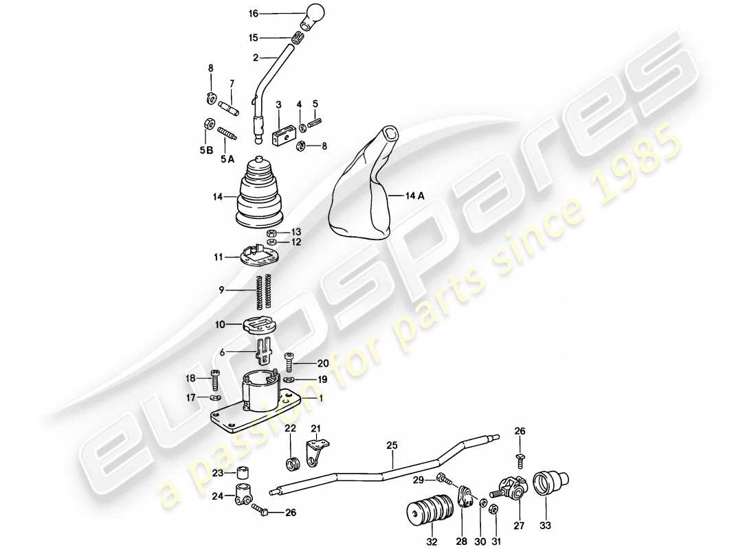 porsche 1986 (911) control de transmisión diagrama de piezas