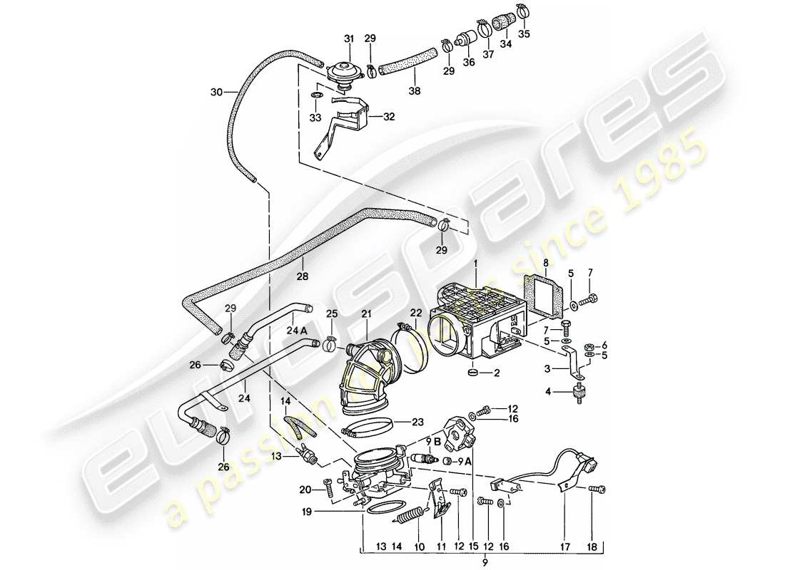 porsche 1986 (911) para-l-jetronic i diagrama de piezas