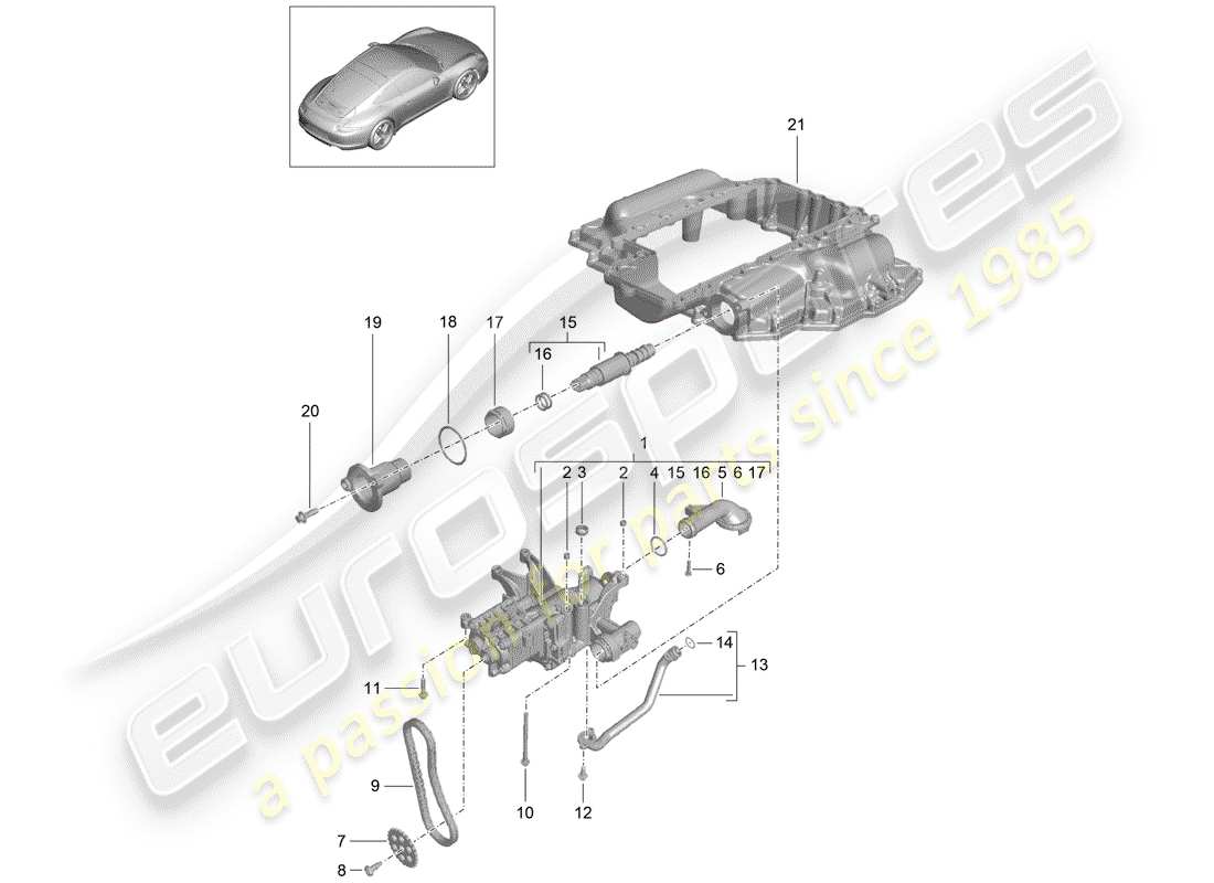 porsche 2015 (991-1) bomba de aceite diagrama de piezas