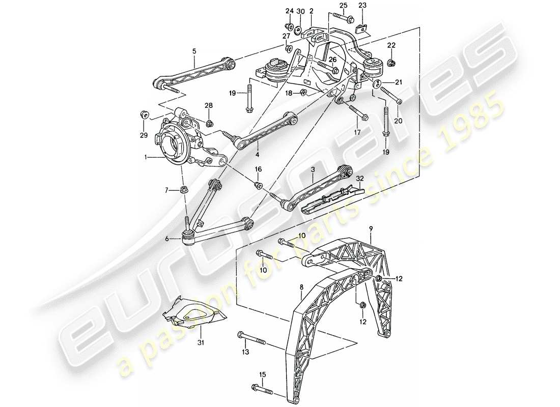porsche 1994 (993) eje posterior diagrama de piezas