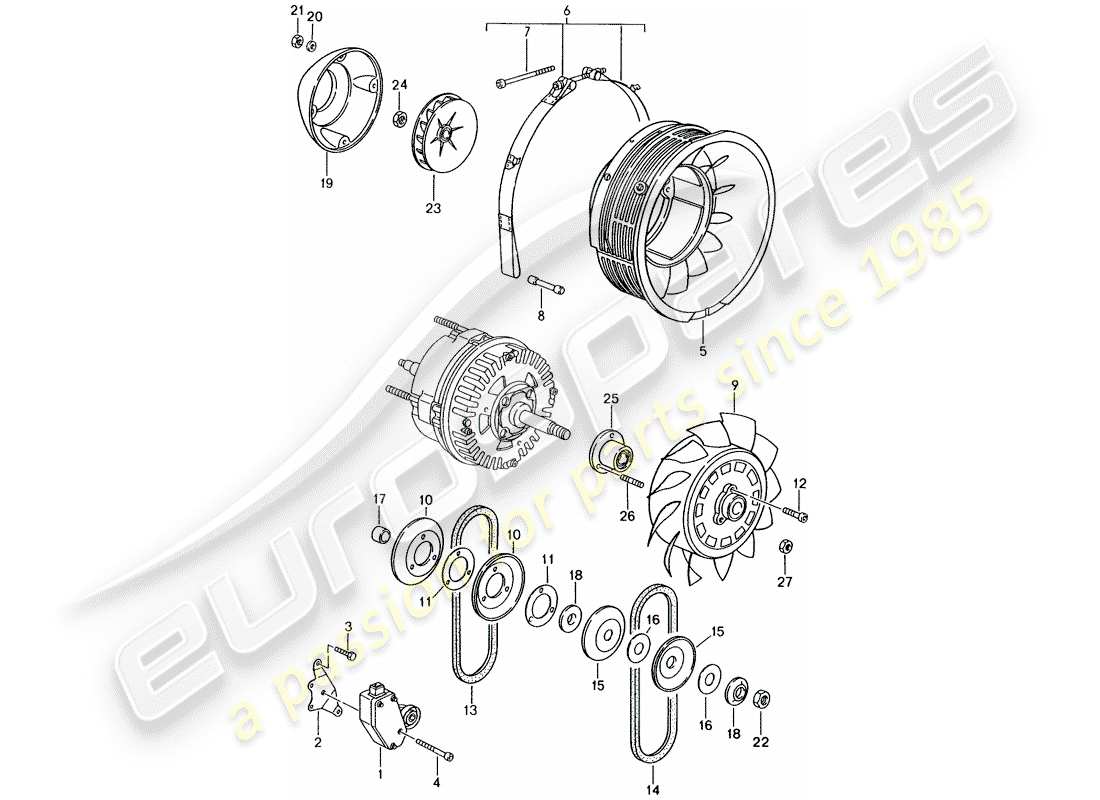 porsche 1994 (993) diagrama de piezas de enfriamiento por aire