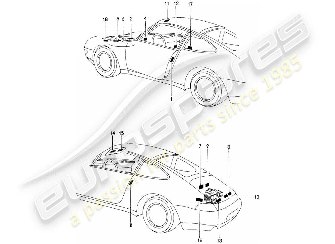 porsche 1994 (993) señales/avisos diagrama de piezas