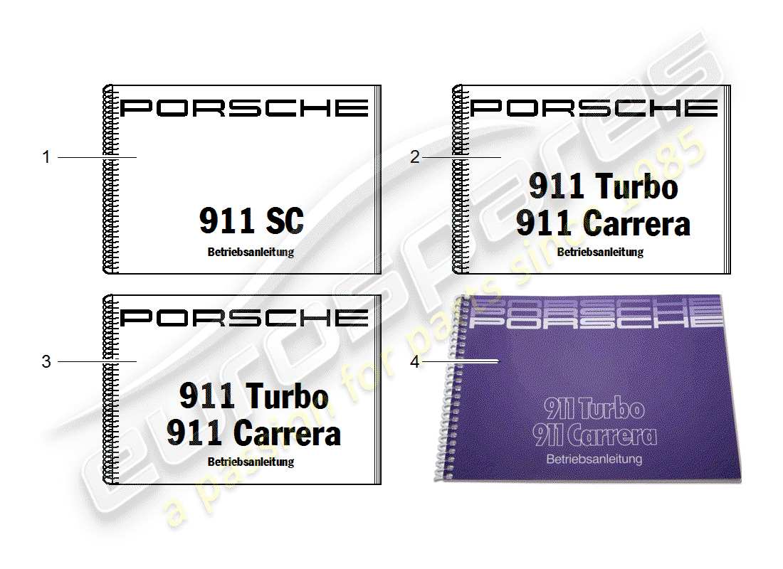 porsche 1986 (911) cust. literatura/mantenimiento. pasa - manual de instrucciones diagrama de piezas