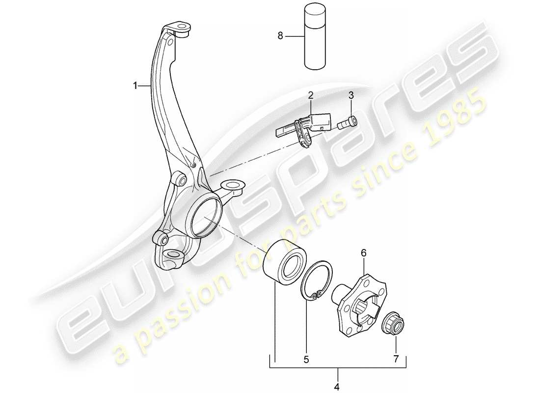 porsche 2008 (cayenne e1 9pa) cojinete de pivote diagrama de piezas