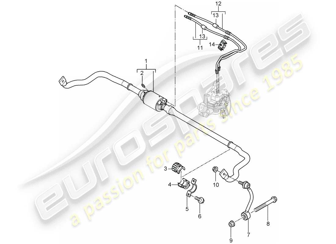 porsche 2008 (cayenne e1 9pa) diagrama de piezas del estabilizador