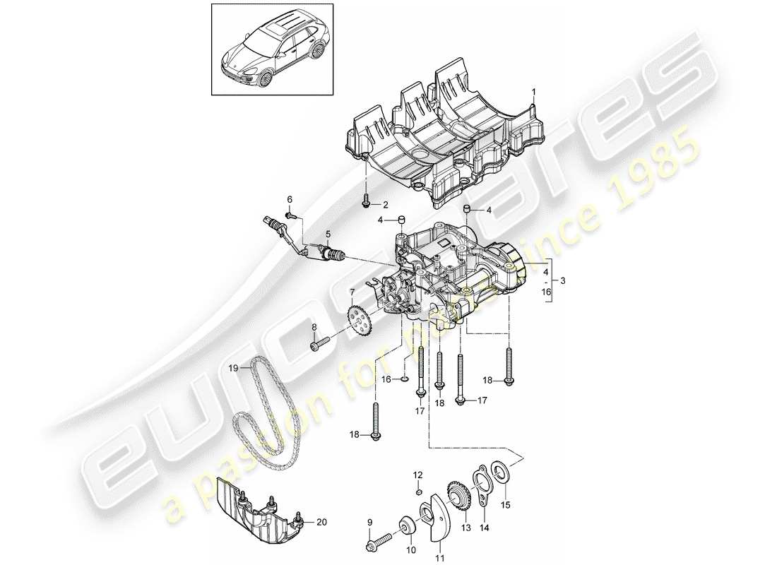 porsche 2017 (cayenne e2 92a) placa deflectora de aceite diagrama de piezas