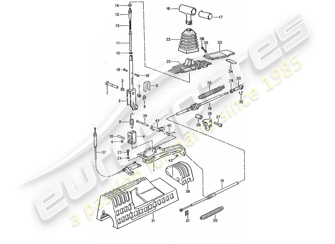 porsche 1994 (928) mecanismo de cambio - para vehículos con - transmisión automática diagrama de piezas