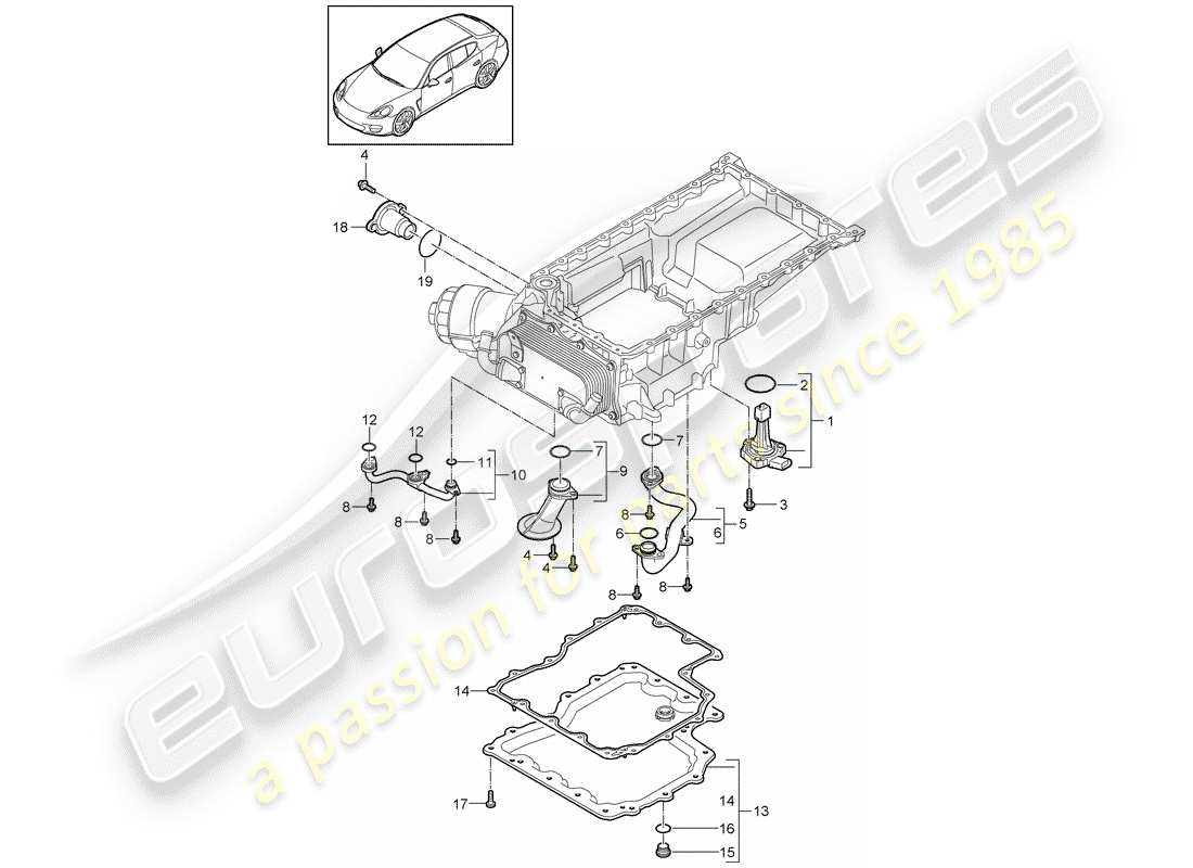 porsche 2010 (panamera 970) diagrama de piezas del colector de admisión
