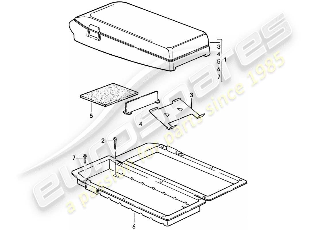 porsche 1982 (944) soporte de cassette diagrama de piezas