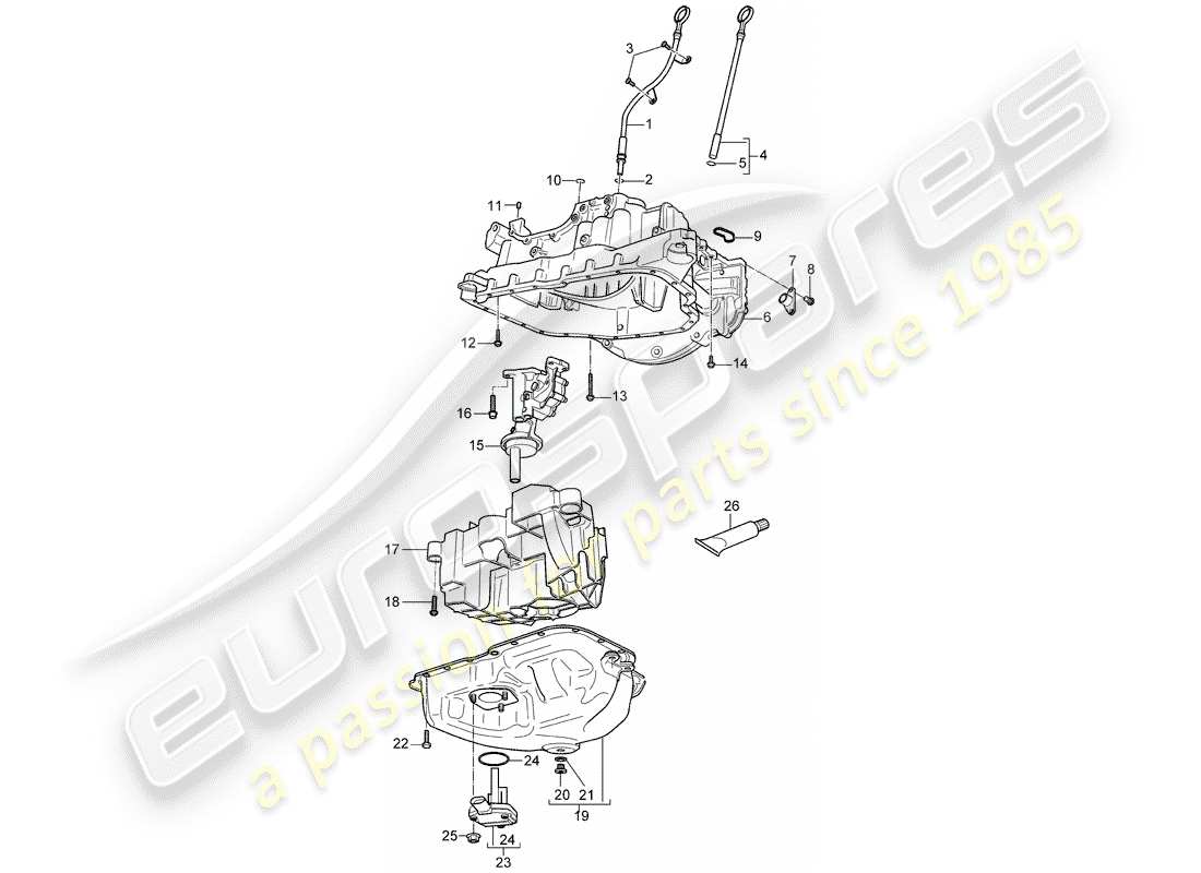 porsche 2008 (cayenne e1 9pa) varilla de aceite diagrama de piezas