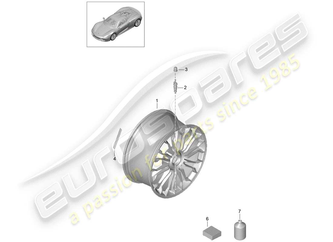 porsche 2015 (918 spyder) diagrama de piezas de ruedas