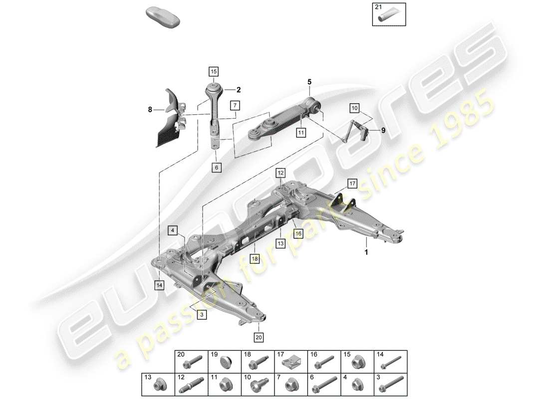 porsche 2019 (718 boxster spyder) diagrama de piezas del travesaño