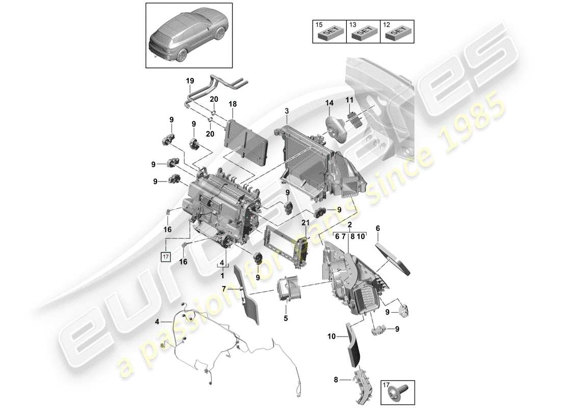 porsche cayenne e3 (2018) diagrama de piezas del aire acondicionado