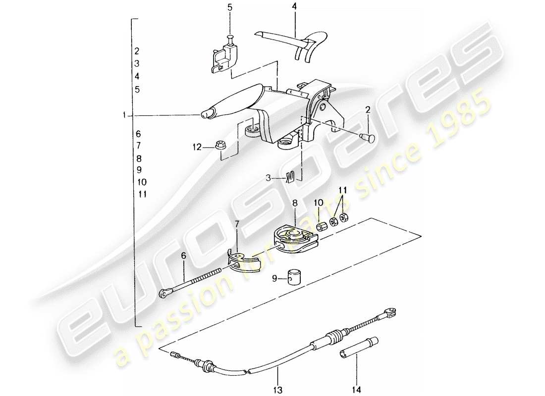 porsche 2001 (996) freno de mano - palanca de freno de mano diagrama de piezas
