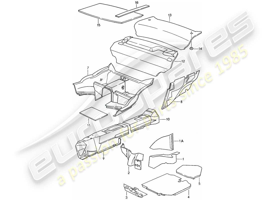 porsche 1994 (993) carcasa del cuerpo - absorbentes de sonido diagrama de piezas