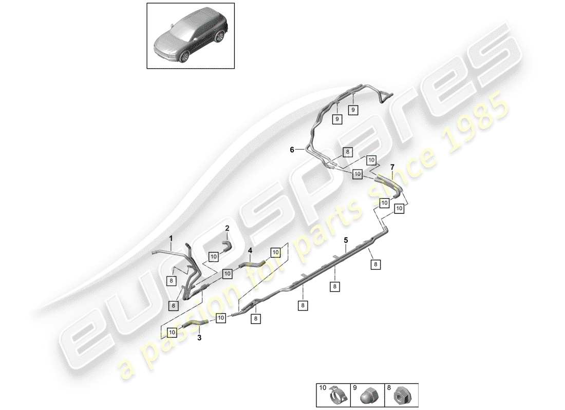 porsche 2020 (cayenne e3 9ya/9yb) diagrama de piezas del calentador