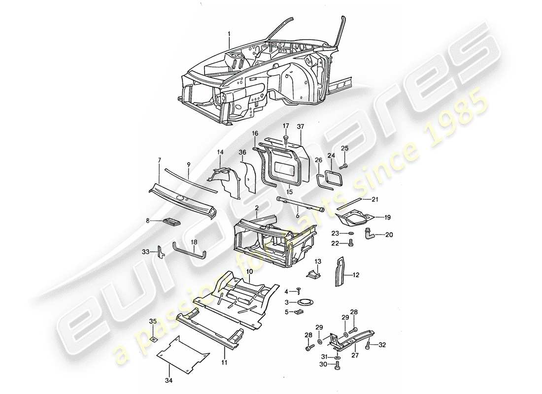 porsche 1987 (959) diagrama de piezas del marco