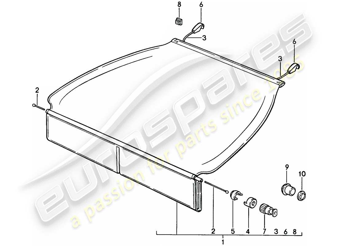 porsche 1993 (968) cubierta del maletero diagrama de piezas