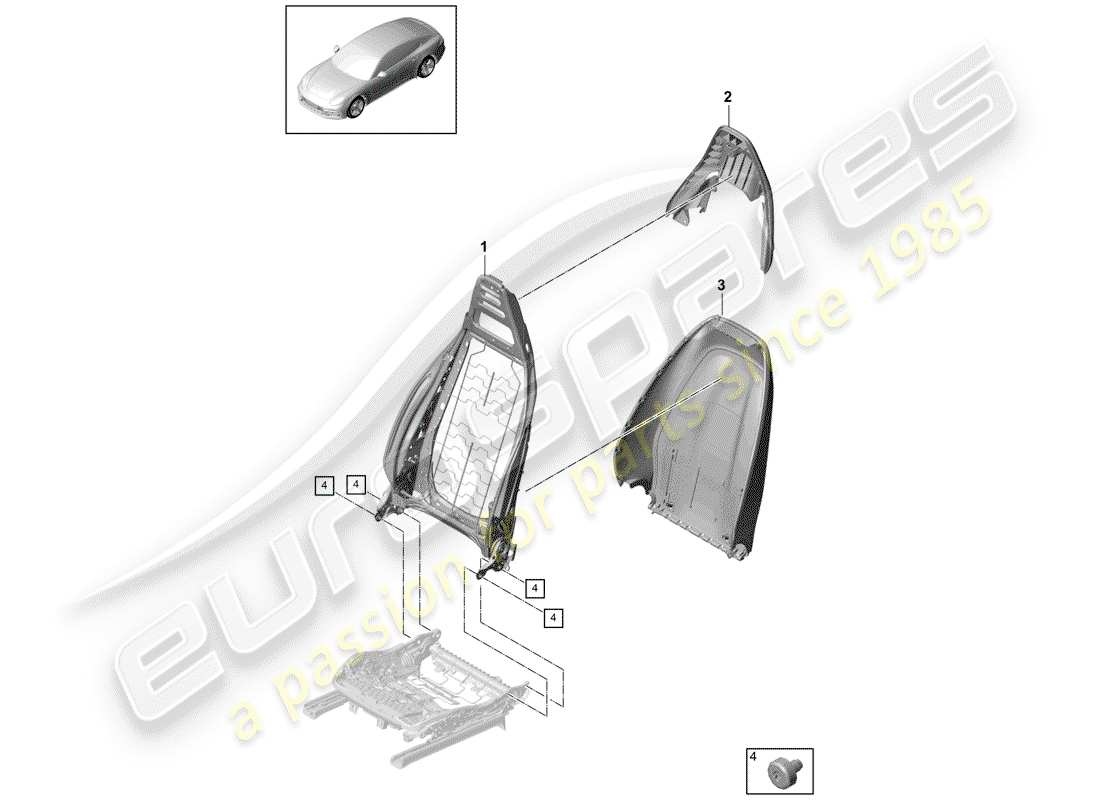 porsche 2019 (panamera 971-1) respaldo diagrama de piezas