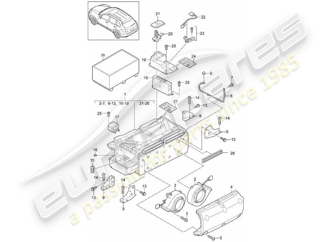 porsche 2018 (cayenne e2 92a) híbrido diagrama de piezas