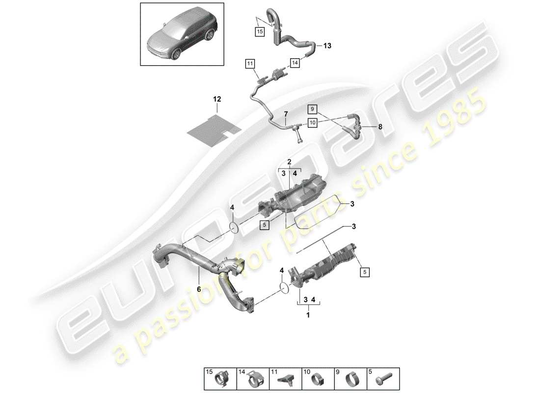 porsche 2019 (cayenne e3 9ya/9yb) tubo de admisión diagrama de piezas