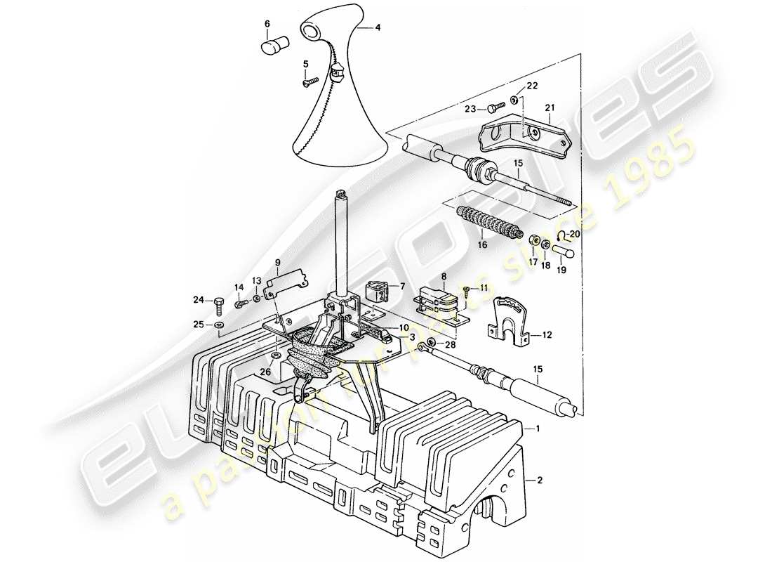 porsche 1991 (944) actuador - para - transmisión automática diagrama de piezas