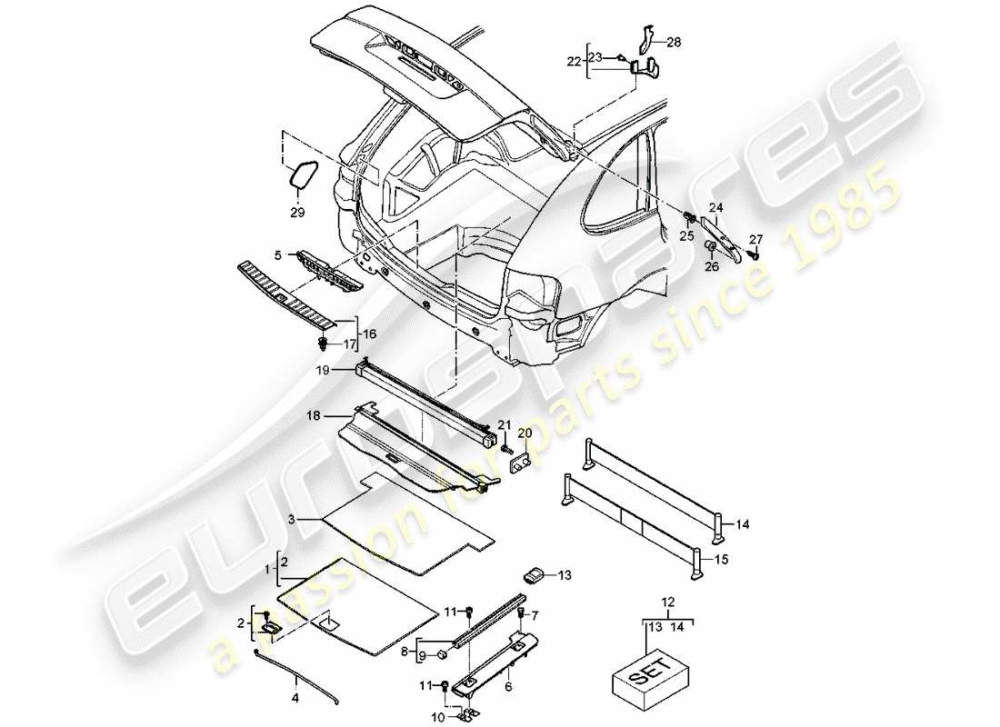 porsche 2007 (cayenne e1 9pa) diagrama de piezas de trims