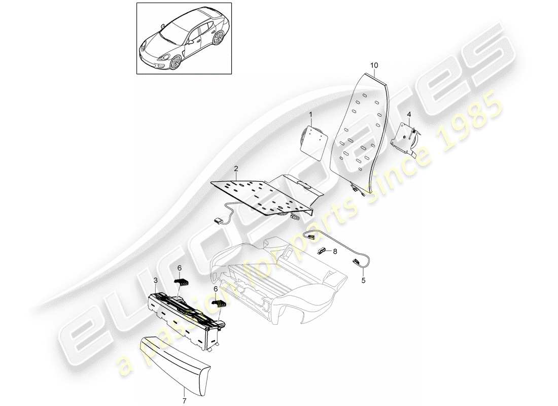 porsche 2015 (panamera 970) ajuste del soporte lumbar diagrama de piezas