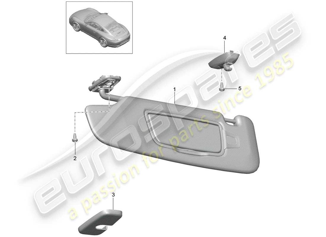 porsche 2012 (991-1) sun vizors diagrama de piezas
