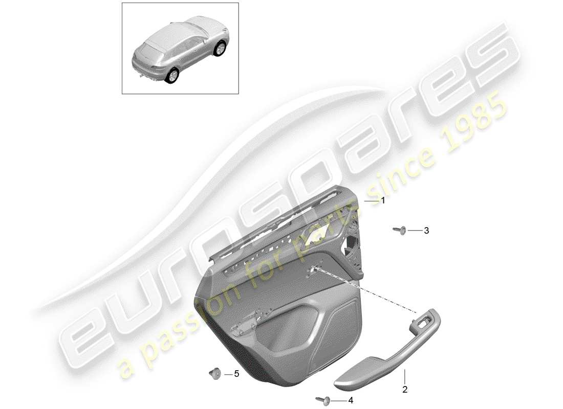porsche 2017 (macan) diagrama de piezas del panel de puerta