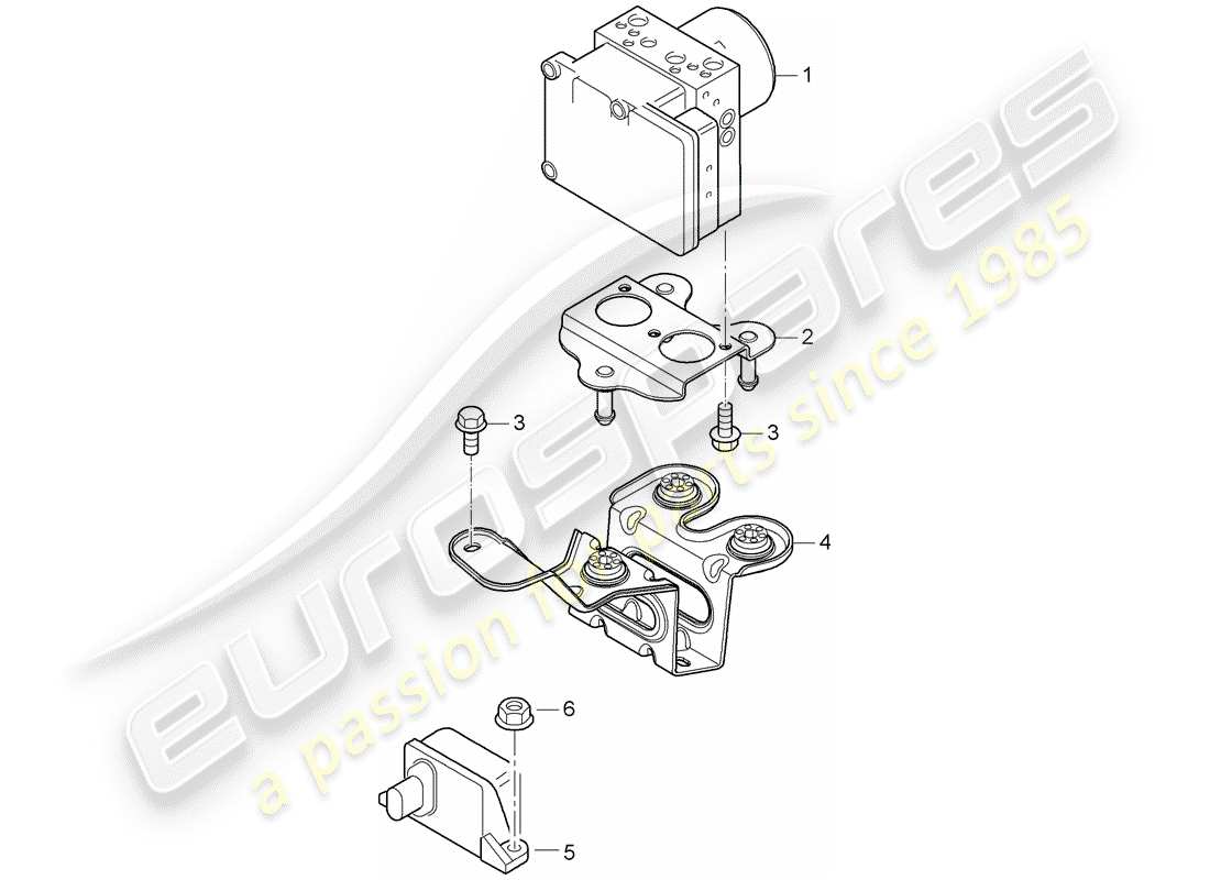 porsche 2008 (cayenne e1 9pa) diagrama de piezas de la unidad hidráulica
