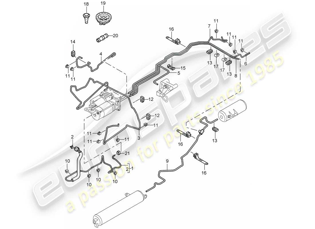 porsche 2008 (cayenne e1 9pa) sistema de autonivelación diagrama de piezas