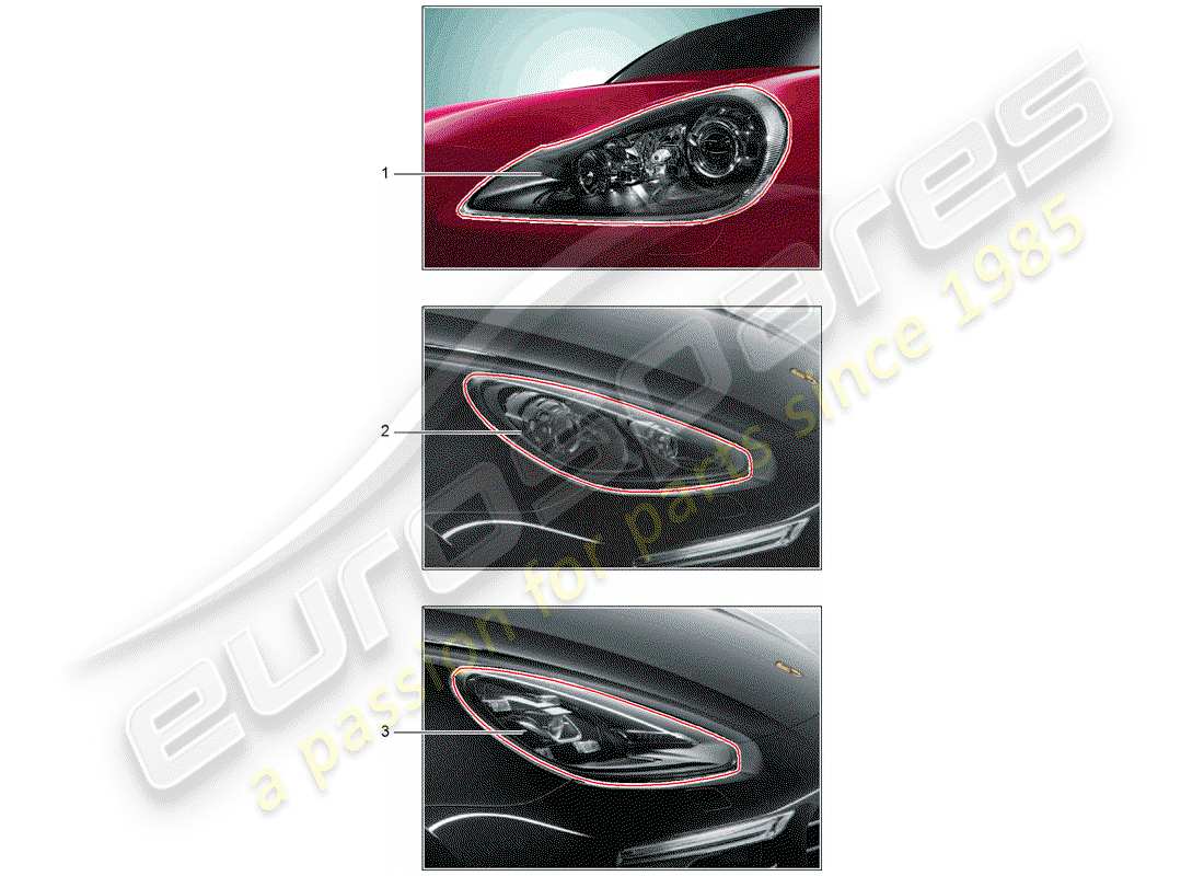 porsche 2012 (tequipment cayenne) diagrama de piezas del faro