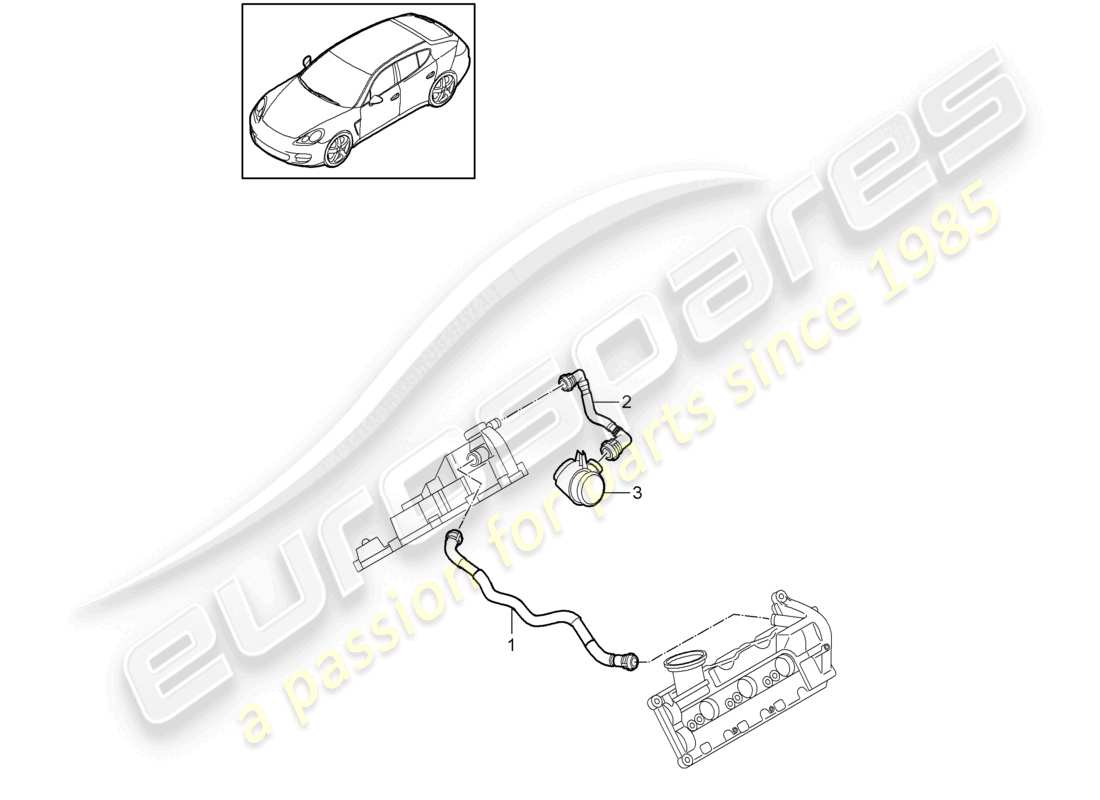 porsche 2010 (cayenne e1 9pa) línea de respiradero caja del cárter diagrama de piezas