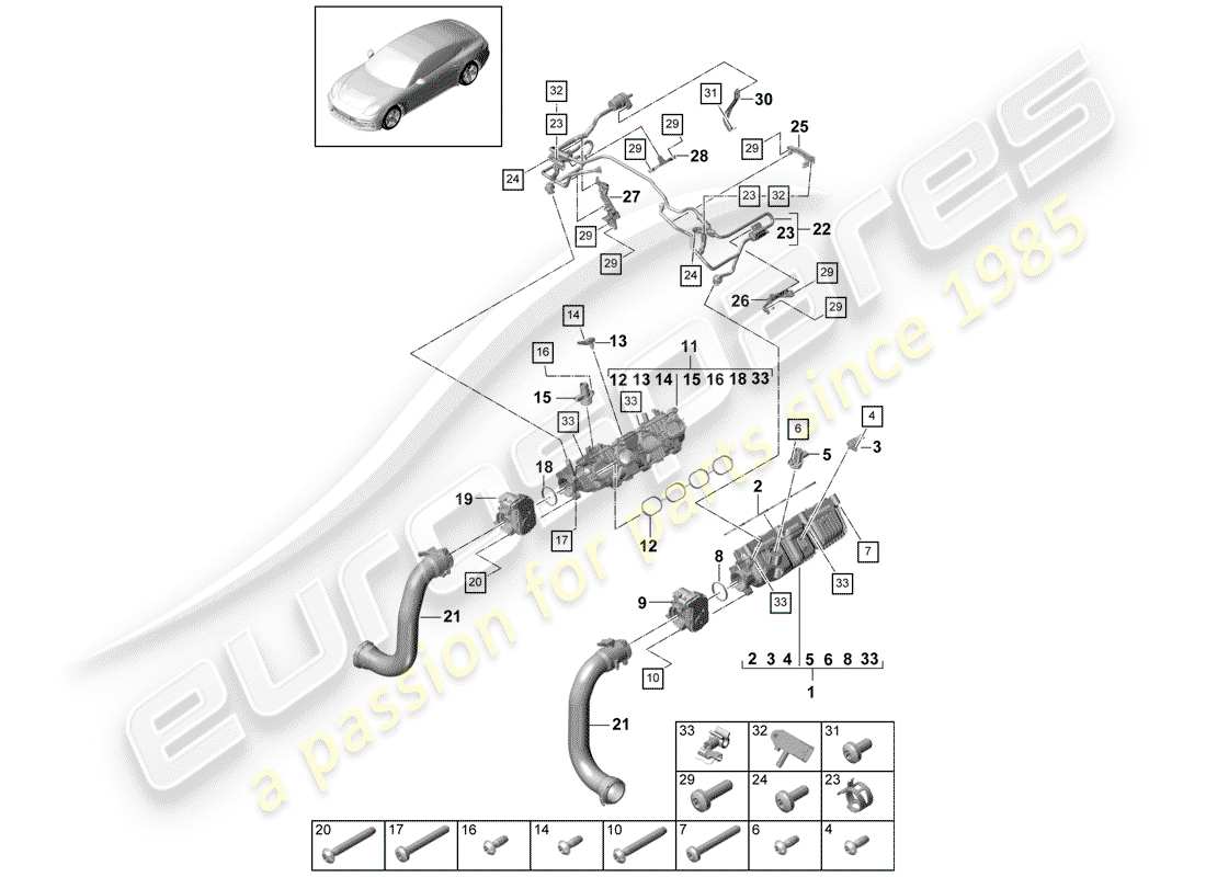 porsche panamera 971 (2017) tubo de admisión diagrama de piezas