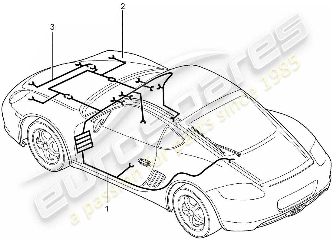 porsche 2008 (987 cayman) cableando arneses diagrama de piezas