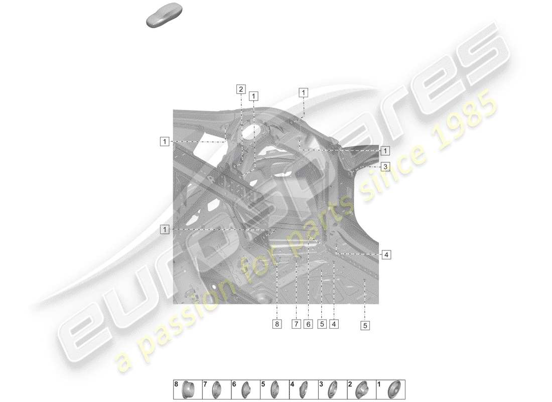 porsche 2020 (992-1) tapones para el cuerpo diagrama de piezas
