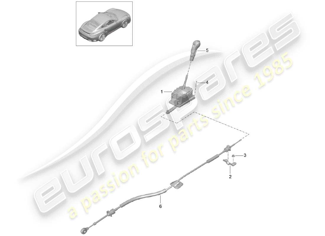 porsche 2020 (991-2 turbo) diagrama de piezas de la palanca selectora